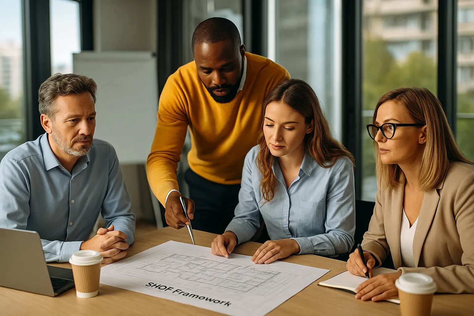 SHDF delivery team meeting discussing framework compliance